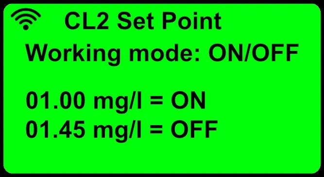 Set point del cloro libero (pHCls)