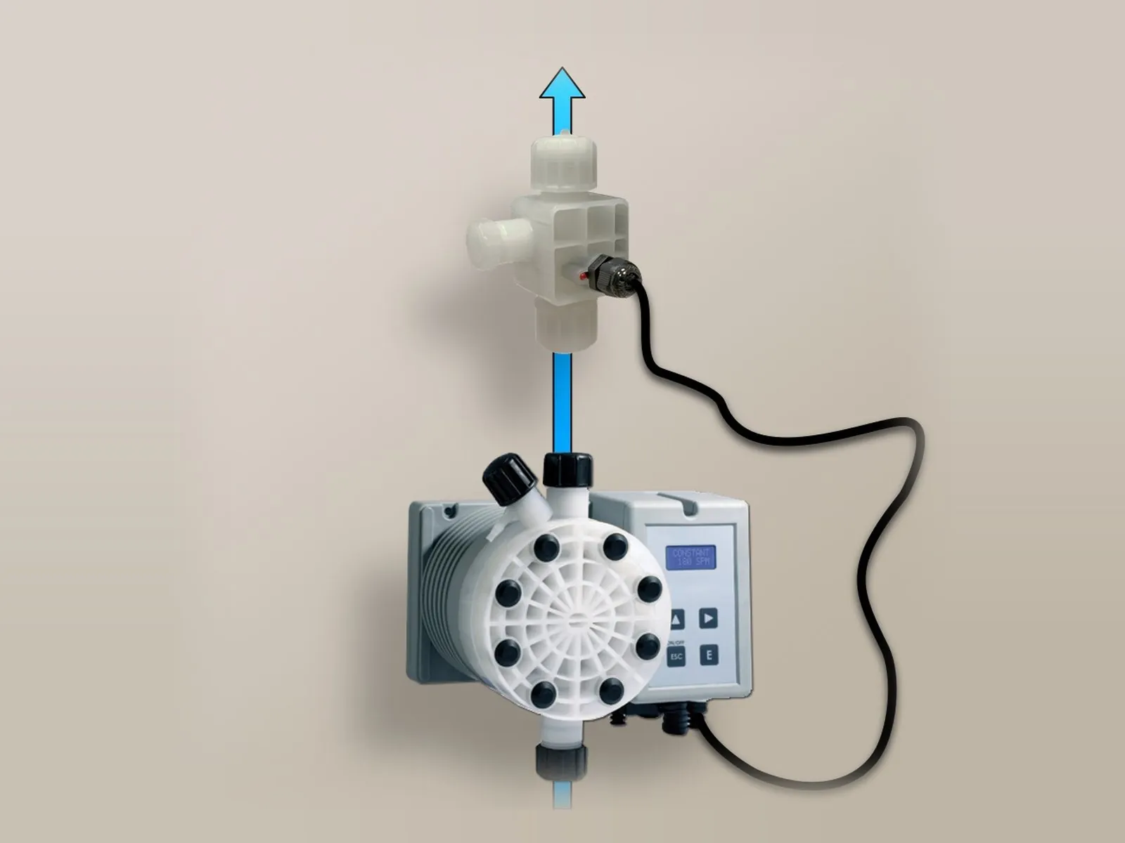 SEFL flow sensor on top of the dosing pump