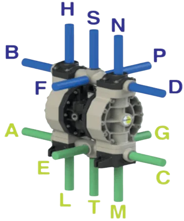 Combinations of suction and discharge positions