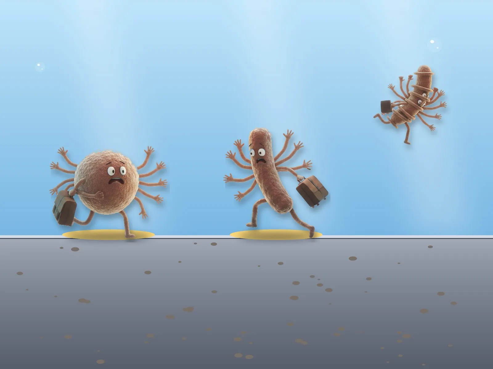 Illustration: bacteria adhering to the pipe wall