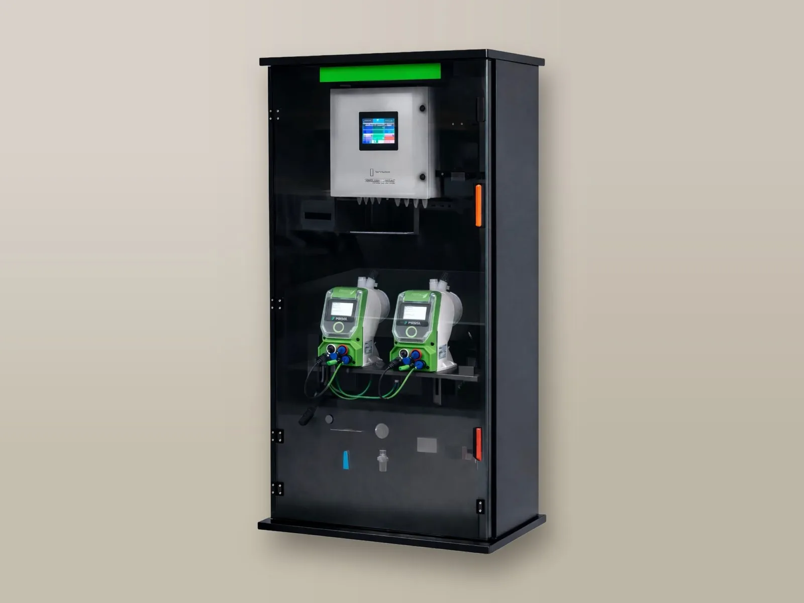 PDS system in a cabinet with touch HMI and two dosing pumps