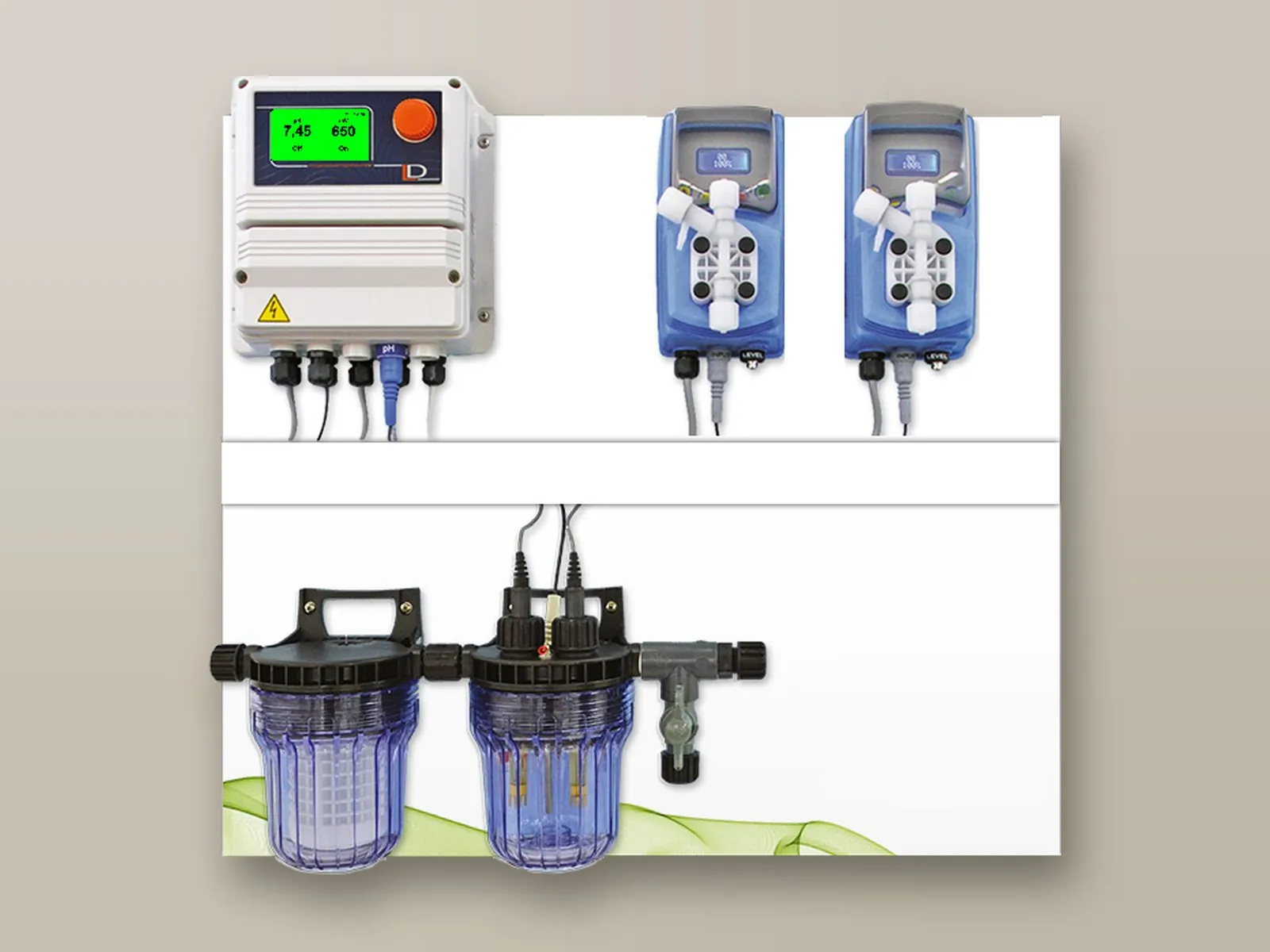 LDpHRh system with two pumps on a panel