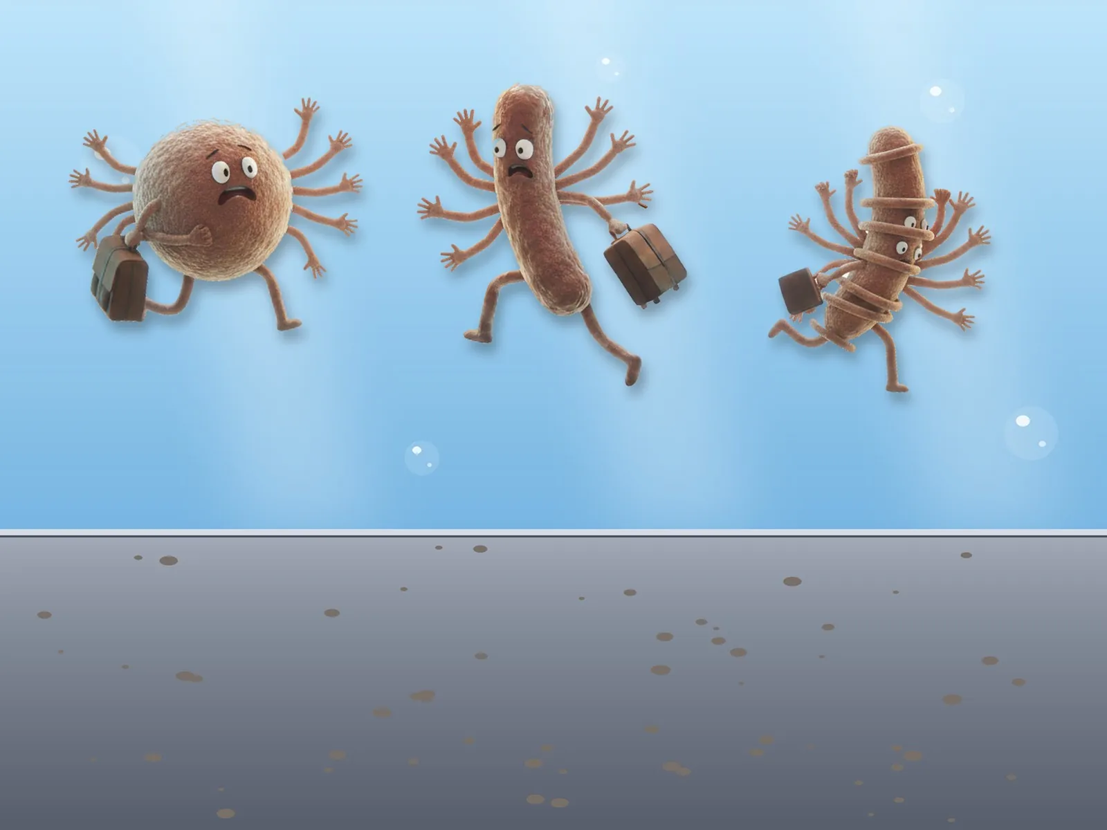 Illustrazione: batteri liberi nell’acqua