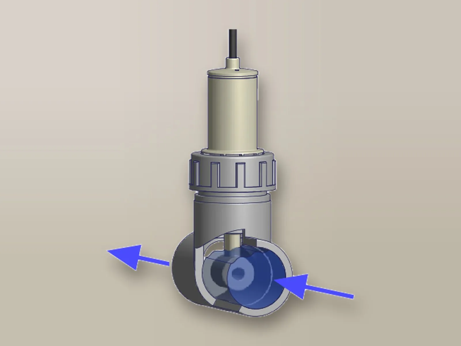 Sonda induttiva in linea con la direzione del flusso indicata