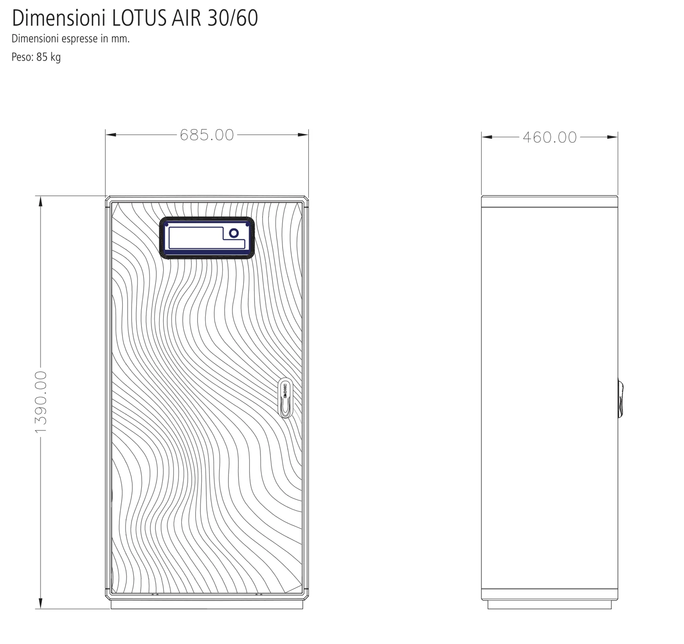 Disegno quotato del LOTUS AIR 30 e 60