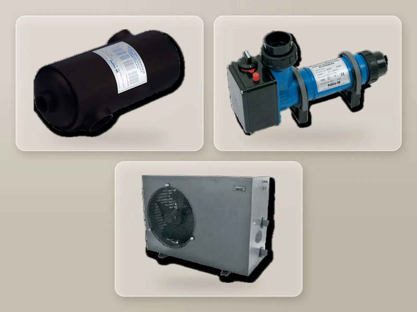 Scambiatore, resistenza e pompa di calore per piscina